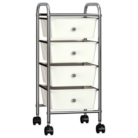 vidaXL Carrito de almacenaje portátil 4 cajones plástico blanco