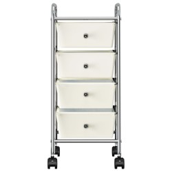 vidaXL Carrito de almacenaje portátil 4 cajones plástico blanco