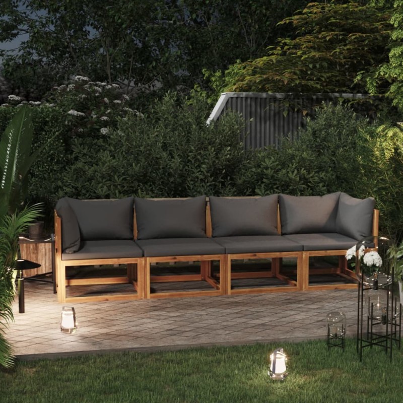 vidaXL Sofá de jardín de 3 plazas con cojín madera maciza de acacia vidaXL Sofá de jardín de 3 plazas con cojín madera maciza de acacia