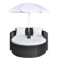 vidaXL Cama de jardín con sombrilla ratán sintético negro vidaXL Cama de jardín con sombrilla ratán sintético negro