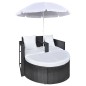 vidaXL Cama de jardín con sombrilla ratán sintético negro vidaXL Cama de jardín con sombrilla ratán sintético negro