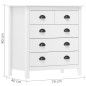 vidaXL Mesita de noche Hill madera maciza de pino blanco 79x40x80 cm vidaXL Mesita de noche Hill madera maciza de pino blanco 79x40x80 cm