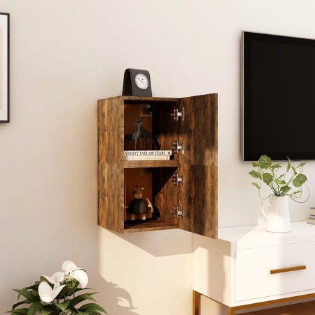 vidaXL Muebles para TV de pared 2 uds roble ahumado 30,5x30x30 cm	