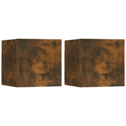 vidaXL Muebles para TV de pared 2 uds roble ahumado 30,5x30x30 cm	