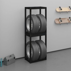 vidaXL Soporte neumáticos madera maciza de pino negro 63x40x180 cm