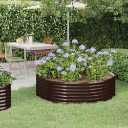 vidaXL Jardinera arriate acero recubrimiento polvo marrón 140x140x36cm