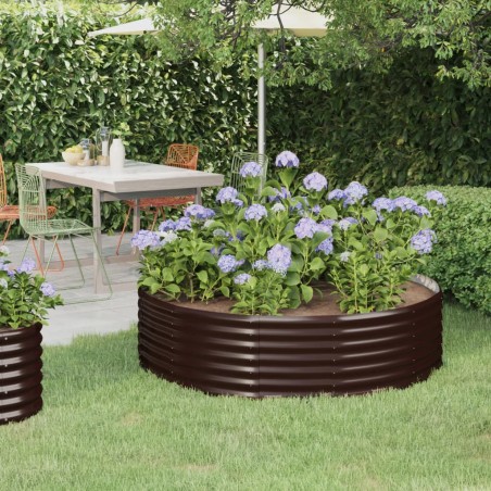 vidaXL Jardinera arriate acero recubrimiento polvo marrón 140x140x36cm