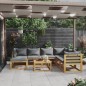 vidaXL Muebles de jardín 8 pzas cojines madera maciza de acacia vidaXL Muebles de jardín 8 pzas cojines madera maciza de acacia
