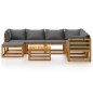 vidaXL Muebles de jardín 8 pzas cojines madera maciza de acacia vidaXL Muebles de jardín 8 pzas cojines madera maciza de acacia