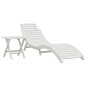 vidaXL Tumbona con mesa madera maciza de acacia blanca vidaXL Tumbona con mesa madera maciza de acacia blanca