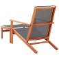 vidaXL Silla de jardín con reposapiés madera eucalipto textilene gris vidaXL Silla de jardín con reposapiés madera eucalipto textilene gris
