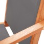 vidaXL Silla de jardín con reposapiés madera eucalipto textilene gris vidaXL Silla de jardín con reposapiés madera eucalipto textilene gris