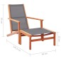 vidaXL Silla de jardín con reposapiés madera eucalipto textilene gris vidaXL Silla de jardín con reposapiés madera eucalipto textilene gris