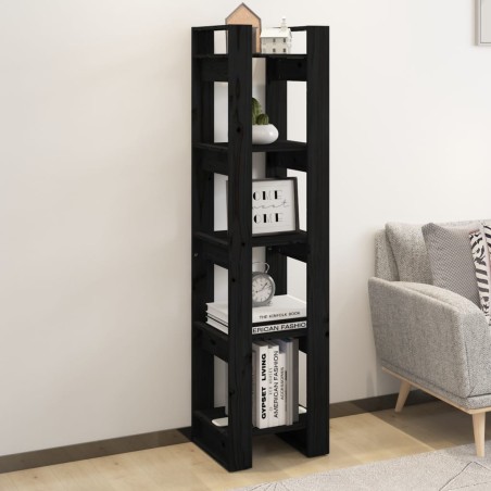 vidaXL Estantería/divisor de espacios madera pino negro 41x35x160 cm