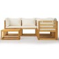 vidaXL Muebles de jardín 6 pzas cojines crema madera maciza de acacia vidaXL Muebles de jardín 6 pzas cojines crema madera maciza de acacia
