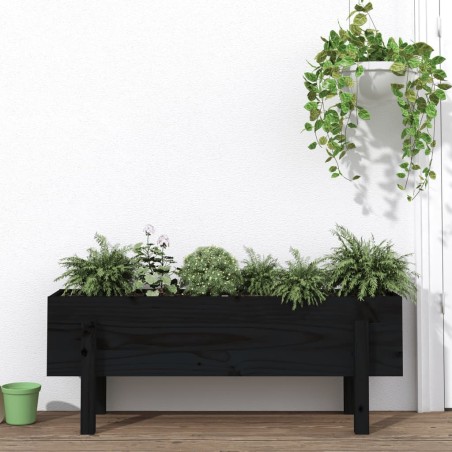 vidaXL Arriate elevado de jardín madera maciza pino negro 101x30x38 cm