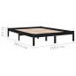 vidaXL Estructura de cama madera maciza negra King Size 150x200 cm