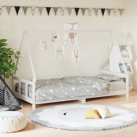 vidaXL Estructura de cama para niños madera de pino blanco 90x200 cm
