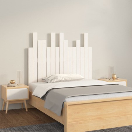 vidaXL Cabecero de cama pared madera maciza pino blanco 95,5x3x80 cm
