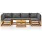 vidaXL Muebles de jardín 7 pzas cojines madera maciza de acacia vidaXL Muebles de jardín 7 pzas cojines madera maciza de acacia
