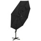 vidaXL Sombrilla de 4 niveles con poste de aluminio negra 3x3 m