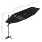 vidaXL Sombrilla de 4 niveles con poste de aluminio negra 3x3 m