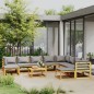 vidaXL Muebles de jardín 11 pzas cojines madera maciza de acacia 