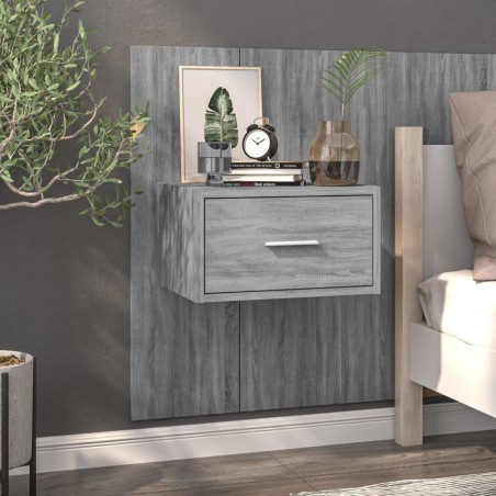 vidaXL Mesita de noche de pared gris Sonoma