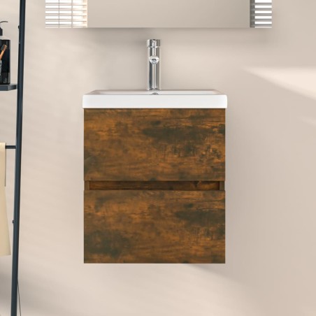 vidaXL Mueble de lavabo contrachapado roble ahumado 41x38,5x45 cm