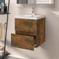 vidaXL Mueble de lavabo contrachapado roble ahumado 41x38,5x45 cm vidaXL Mueble de lavabo contrachapado roble ahumado 41x38,5x45 cm