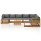 vidaXL Muebles de jardín 11 pzas cojines madera maciza de acacia 