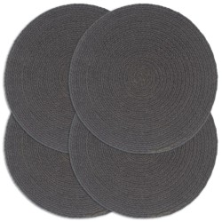 vidaXL Mantel individual redondo 4 uds algodón gris oscuro liso 38 cm 