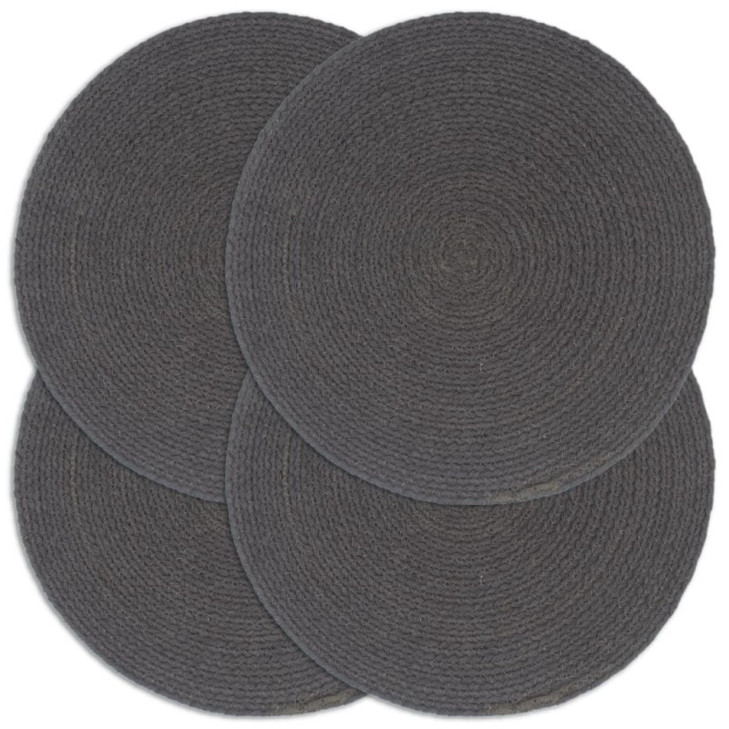 vidaXL Mantel individual redondo 4 uds algodón gris oscuro liso 38 cm vidaXL Mantel individual redondo 4 uds algodón gris oscuro liso 38 cm