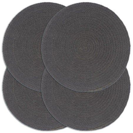 vidaXL Mantel individual redondo 4 uds algodón gris oscuro liso 38 cm 