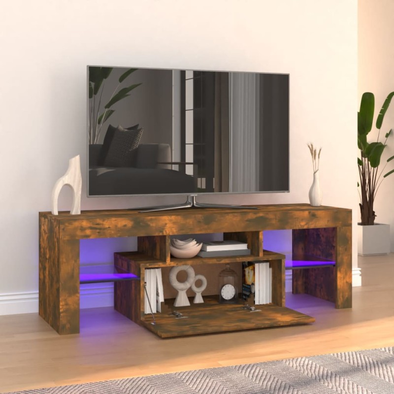 vidaXL Mueble de TV con luces LED roble ahumado 120x35x40 cm