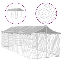 vidaXL Perrera de exterior con techo acero galvanizado plata 3x9x2,5 m