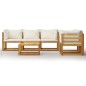 vidaXL Muebles de jardín 6 pzas cojines crema madera maciza de acacia vidaXL Muebles de jardín 6 pzas cojines crema madera maciza de acacia