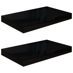 vidaXL Estante flotante de pared 2 uds MDF negro brillo 40x23x3,8 cm