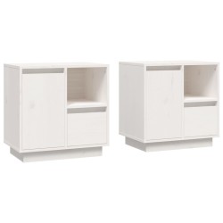 vidaXL Mesitas de noche 2 uds madera maciza pino blanco 50x34x50 cm