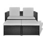 vidaXL Set muebles de jardín 4 piezas y cojines ratán sintético negro vidaXL Set muebles de jardín 4 piezas y cojines ratán sintético negro