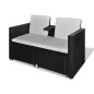 vidaXL Set muebles de jardín 4 piezas y cojines ratán sintético negro vidaXL Set muebles de jardín 4 piezas y cojines ratán sintético negro