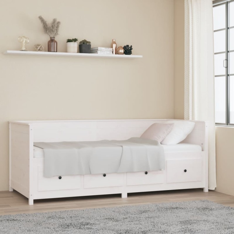 vidaXL Sofá cama madera maciza de pino blanco 90x200 cm vidaXL Sofá cama madera maciza de pino blanco 90x200 cm