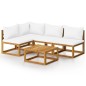 vidaXL Muebles de jardín 5 pzas cojines crema madera maciza de acacia vidaXL Muebles de jardín 5 pzas cojines crema madera maciza de acacia