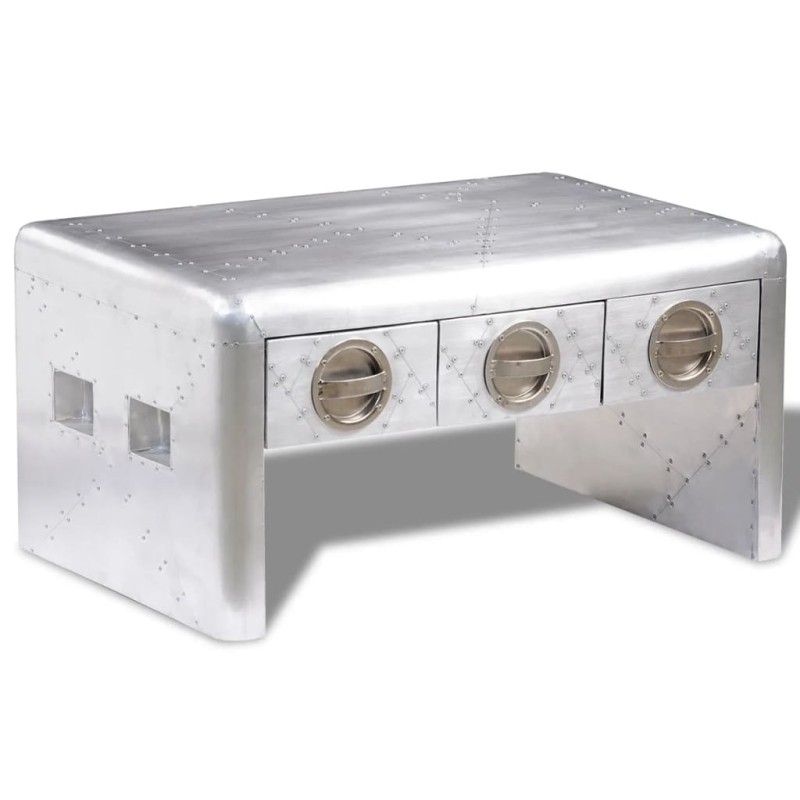 vidaXL Mesa de centro de estilo aviador con 3 cajones estilo vintage vidaXL Mesa de centro de estilo aviador con 3 cajones estilo vintage