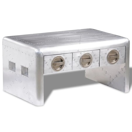 vidaXL Mesa de centro de estilo aviador con 3 cajones estilo vintage 