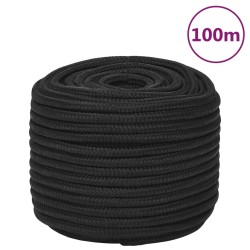 vidaXL Cuerda de barco polipropileno negro intenso 12 mm 100 m