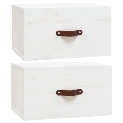 vidaXL Mesitas de noche de pared 2 uds blanco 40x29,5x22 cm