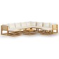 vidaXL Muebles de jardín 11 pzas cojines crema madera maciza acacia vidaXL Muebles de jardín 11 pzas cojines crema madera maciza acacia