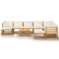 vidaXL Muebles de jardín 11 pzas cojines crema madera maciza acacia vidaXL Muebles de jardín 11 pzas cojines crema madera maciza acacia
