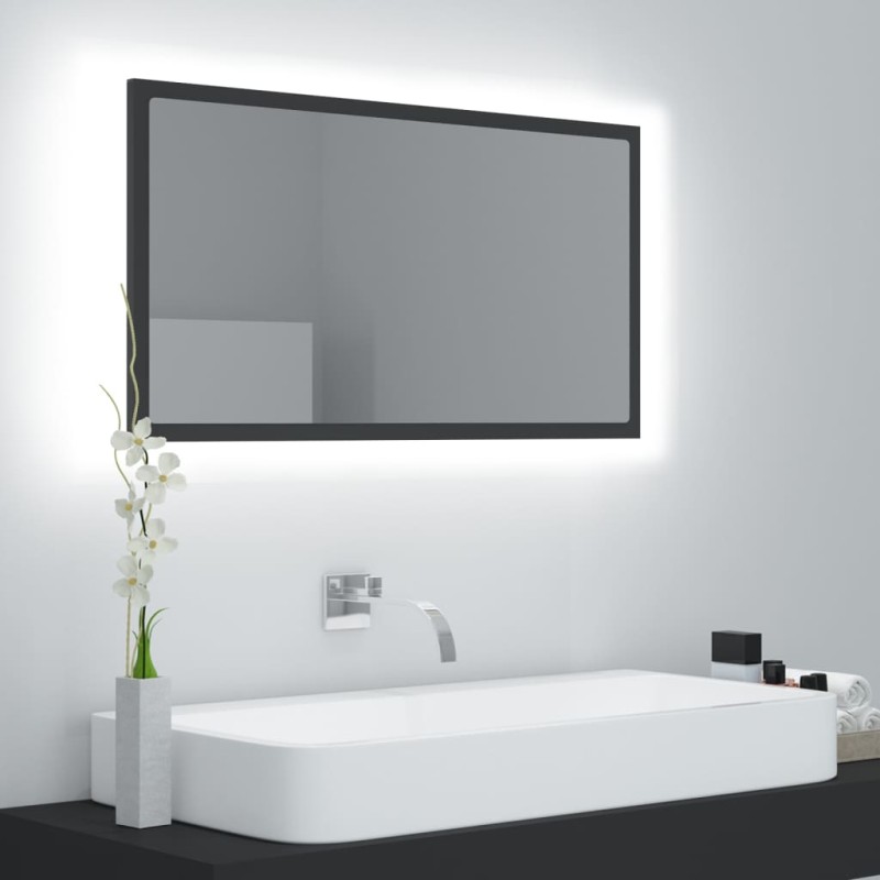 vidaXL Espejo de baño LED acrílico gris 80x8,5x37 cm vidaXL Espejo de baño LED acrílico gris 80x8,5x37 cm
